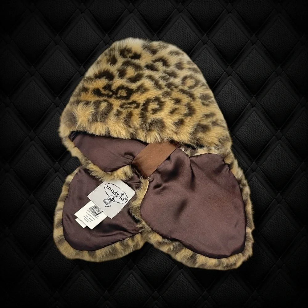 Mud Pie Baby Leopard Print Faux Fur Wrap Collar